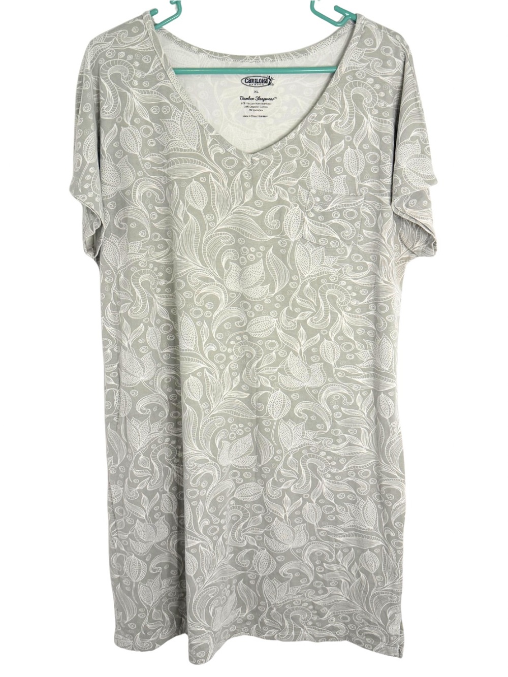 Cariloha Bamboo Sleepwear Floral Short Sleeve Knee Length Sleep Dress
